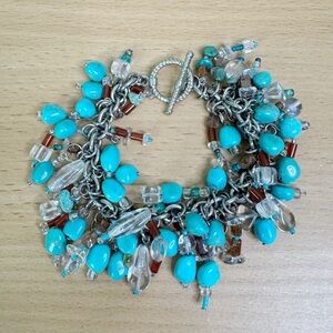 Turquoise Beaded Charm Bracelet - Women Jewelry